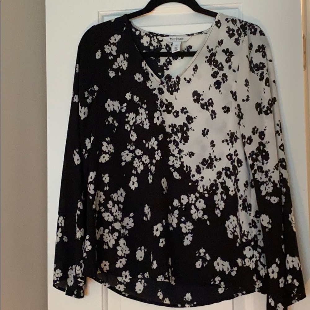 Black and White Flower Blouse